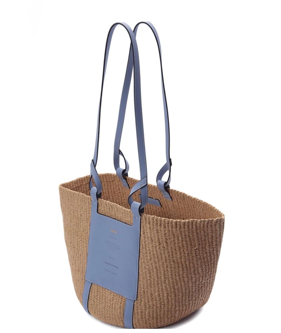 CHLOE Бежевая пелетеная пляжная сумка, фото 2