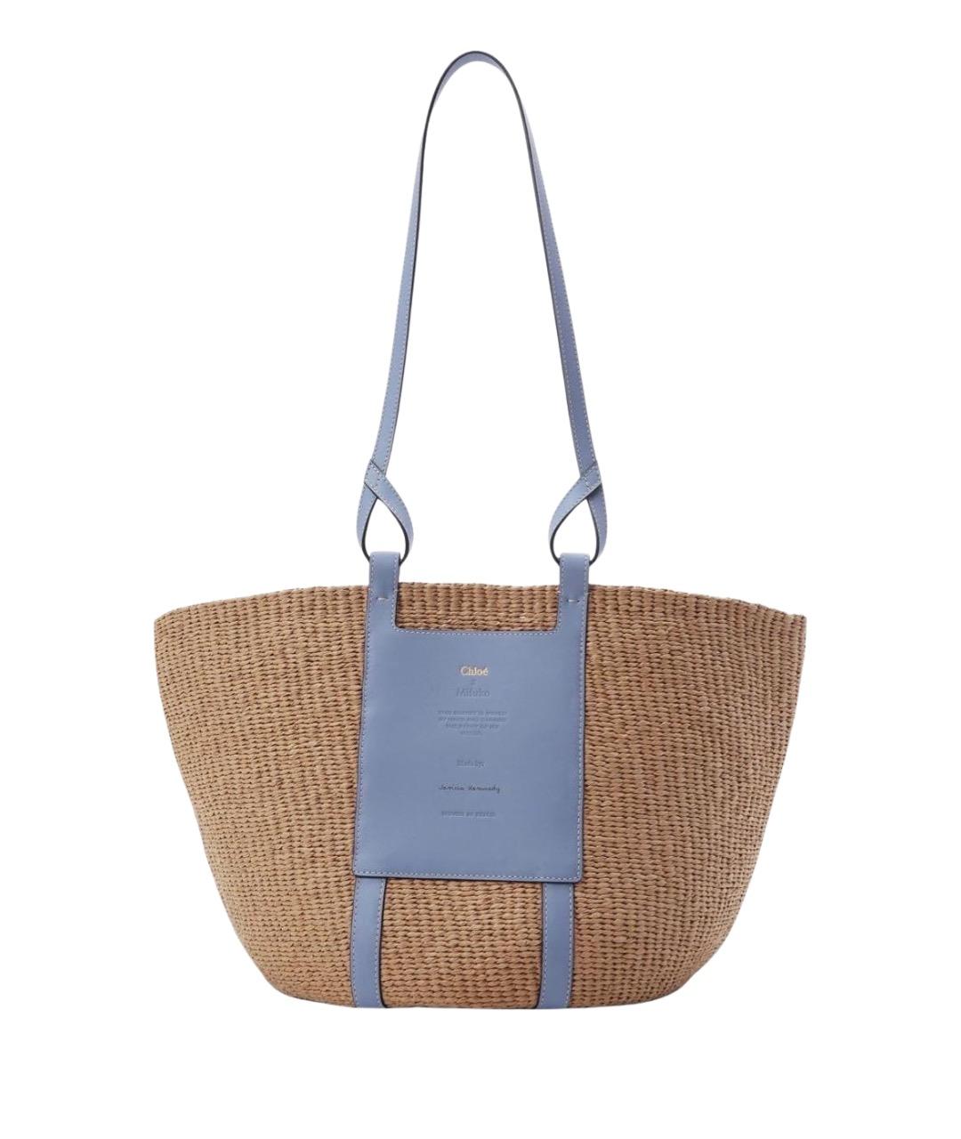 CHLOE Бежевая пелетеная пляжная сумка, фото 1