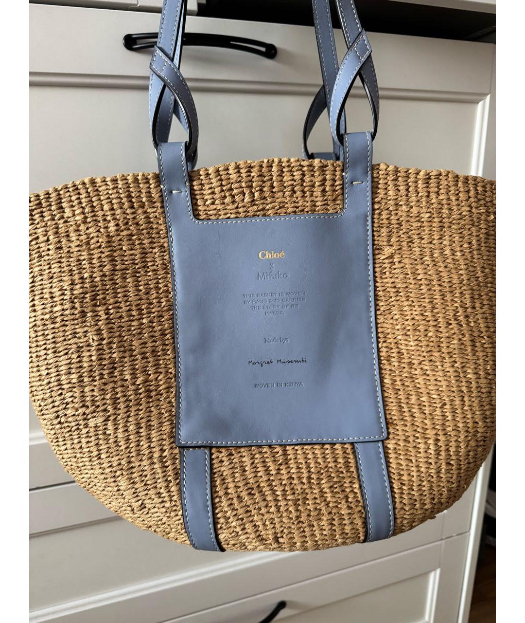 CHLOE Бежевая пелетеная пляжная сумка, фото 4