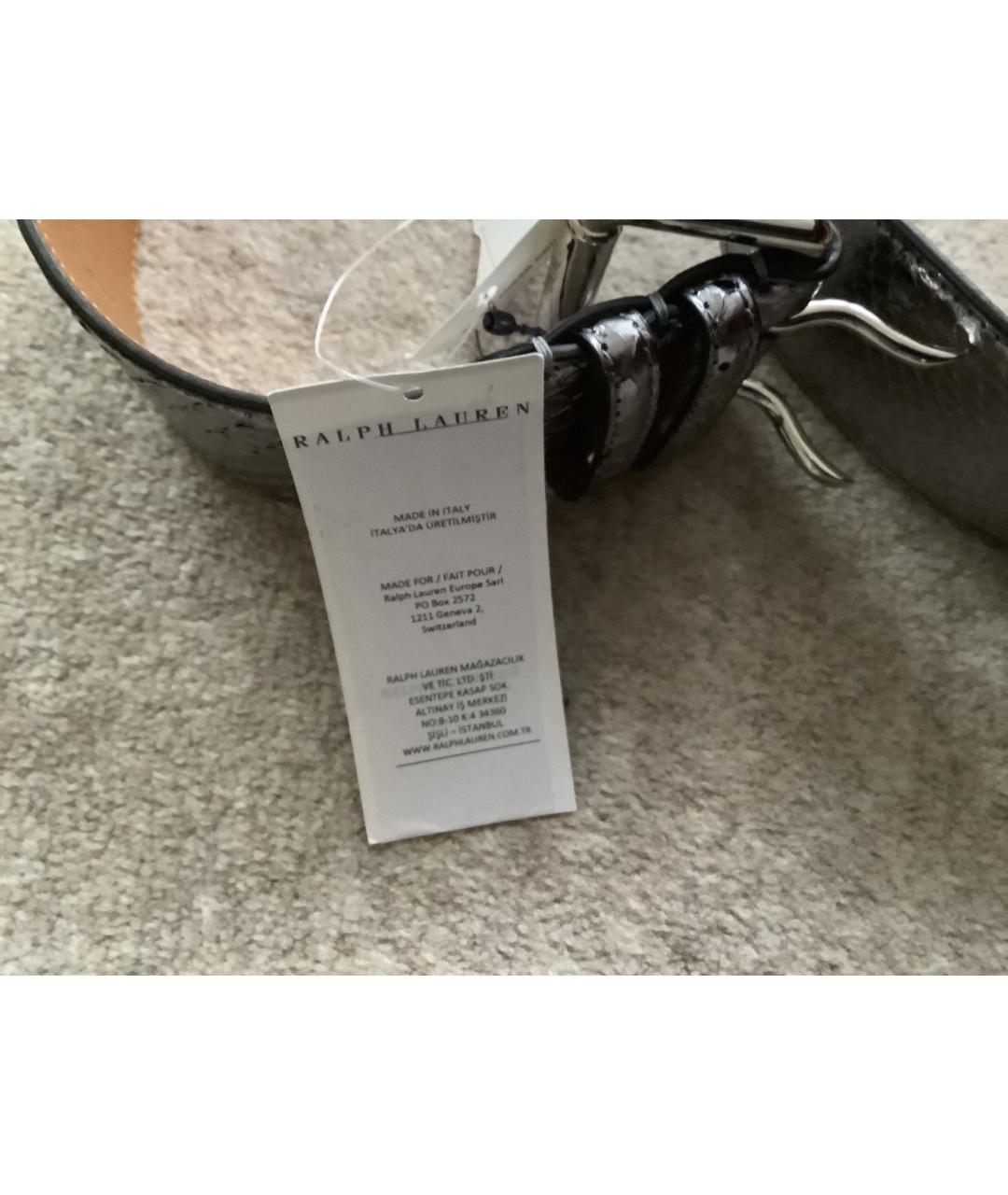 RALPH LAUREN Серебрянный ремень из экзотической кожи, фото 8