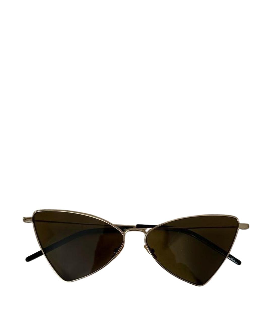 SAINT LAURENT Коричневые металлические солнцезащитные очки, фото 1