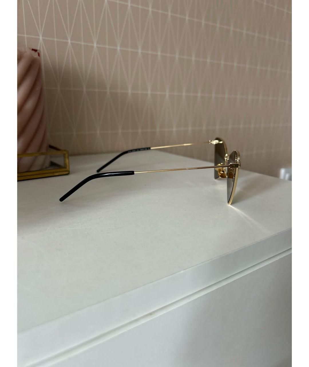 SAINT LAURENT Коричневые металлические солнцезащитные очки, фото 2