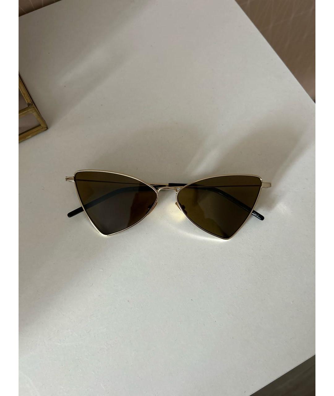 SAINT LAURENT Коричневые металлические солнцезащитные очки, фото 8
