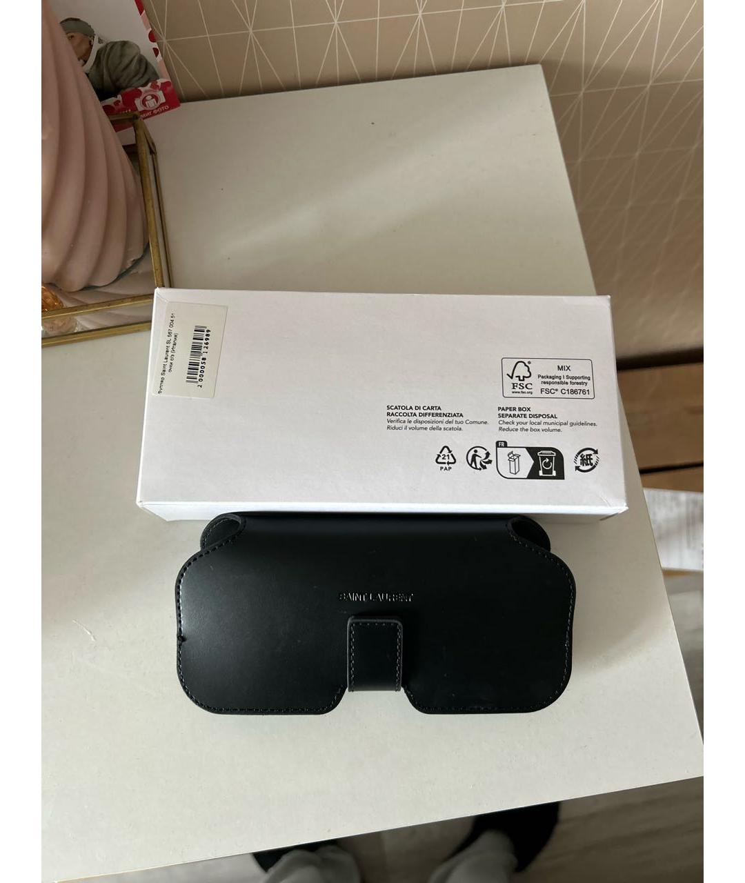 SAINT LAURENT Коричневые металлические солнцезащитные очки, фото 7