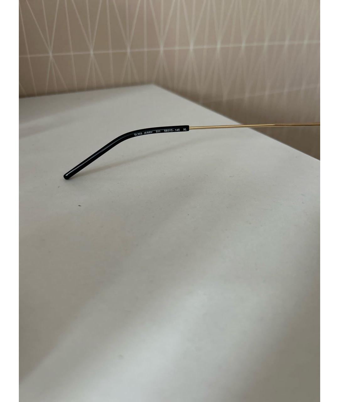 SAINT LAURENT Коричневые металлические солнцезащитные очки, фото 4