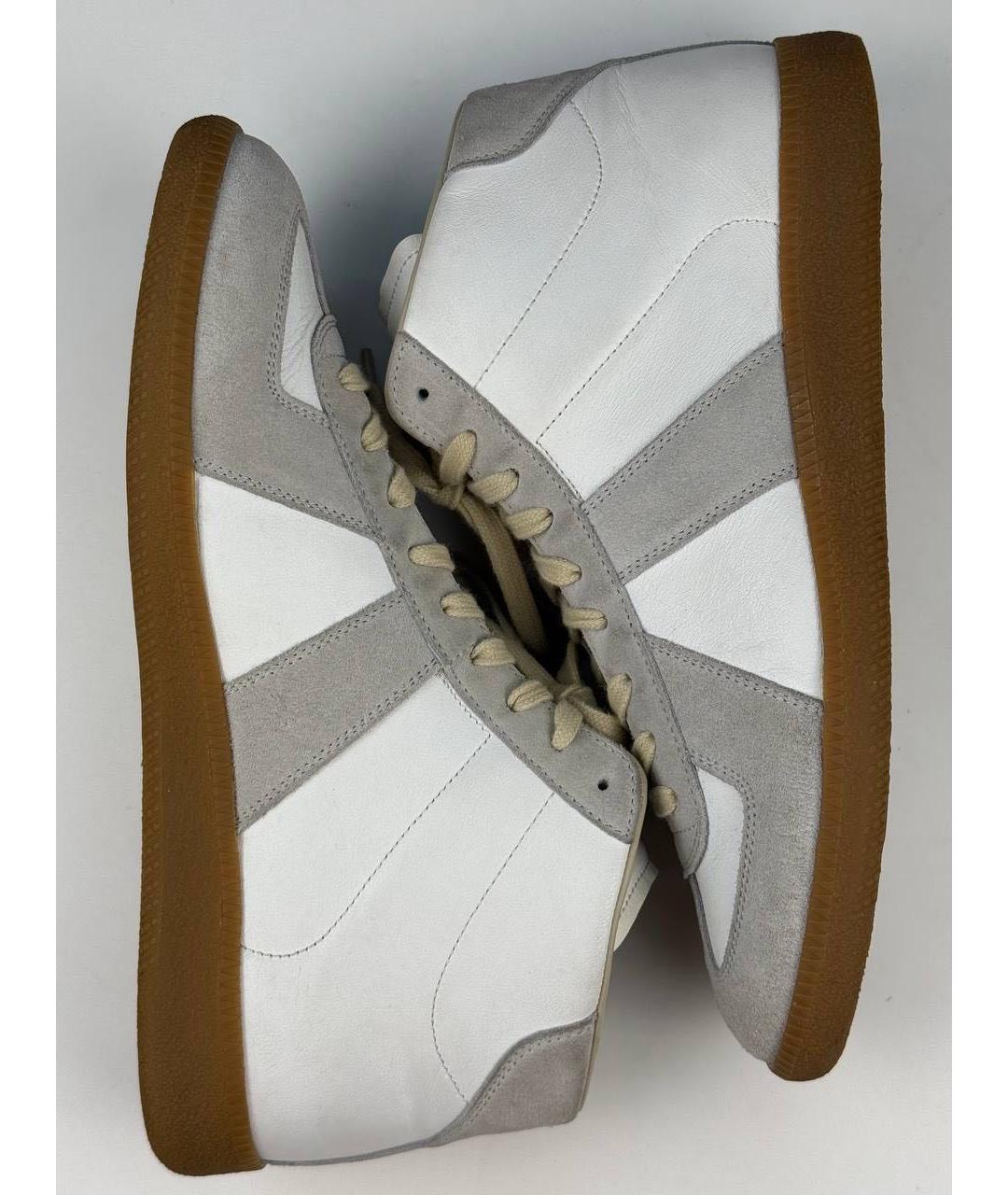 MAISON MARGIELA Белые кожаные высокие кроссовки / кеды, фото 3