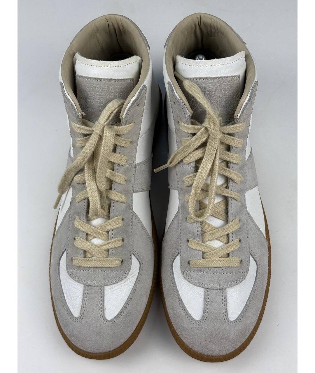 MAISON MARGIELA Белые кожаные высокие кроссовки / кеды, фото 4