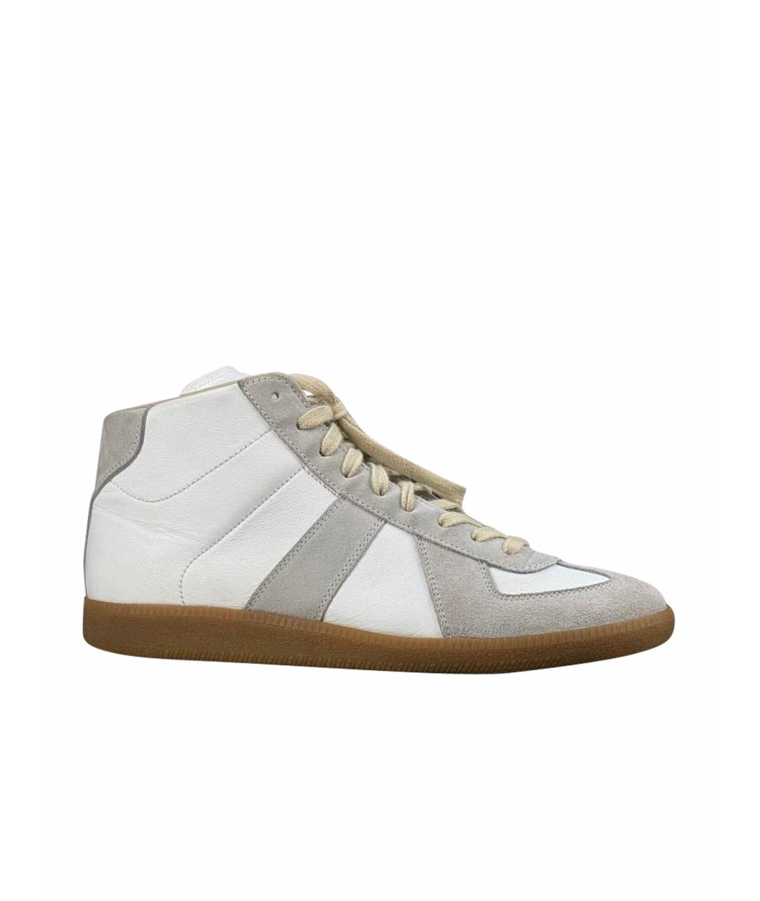 MAISON MARGIELA Белые кожаные высокие кроссовки / кеды, фото 1