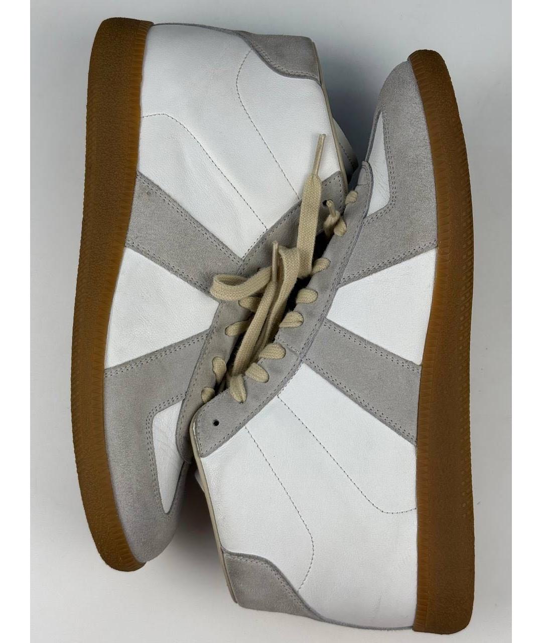 MAISON MARGIELA Белые кожаные высокие кроссовки / кеды, фото 2