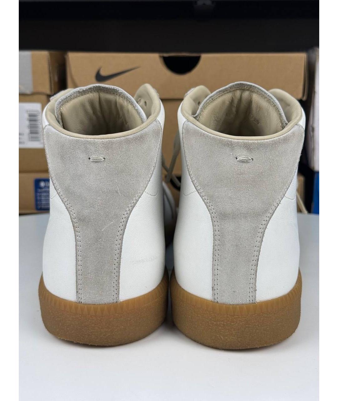 MAISON MARGIELA Белые кожаные высокие кроссовки / кеды, фото 5