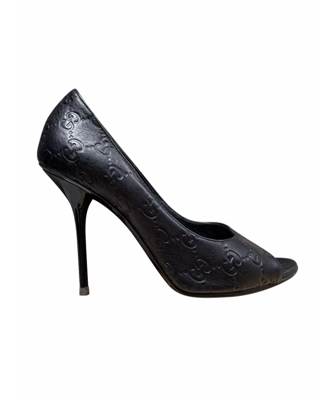 GUCCI Черные кожаные туфли, фото 1