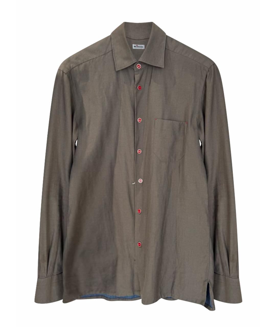 KITON Хаки хлопковая кэжуал рубашка, фото 1