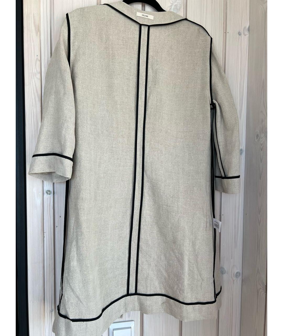 CELINE Бежевый льняной жакет/пиджак, фото 6