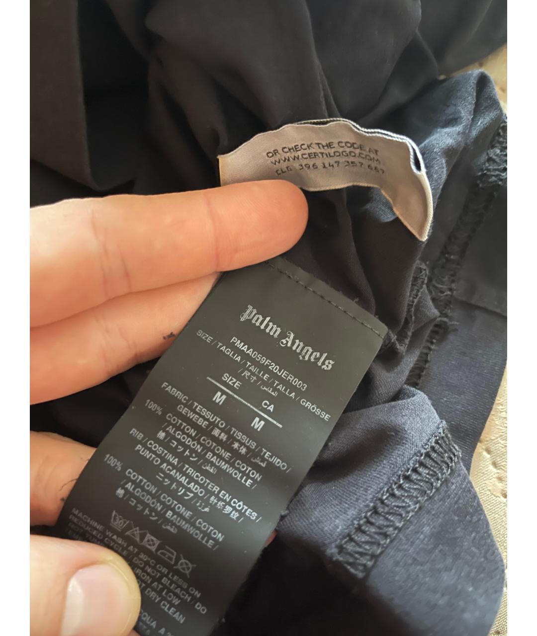 PALM ANGELS Черная хлопковая футболка, фото 3