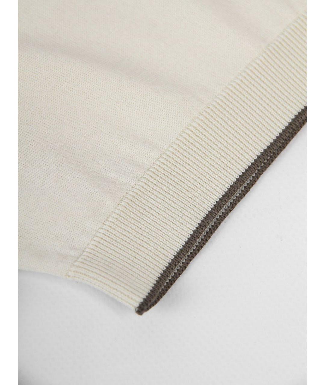 BRUNELLO CUCINELLI Бежевое хлопковое поло с коротким рукавом, фото 6