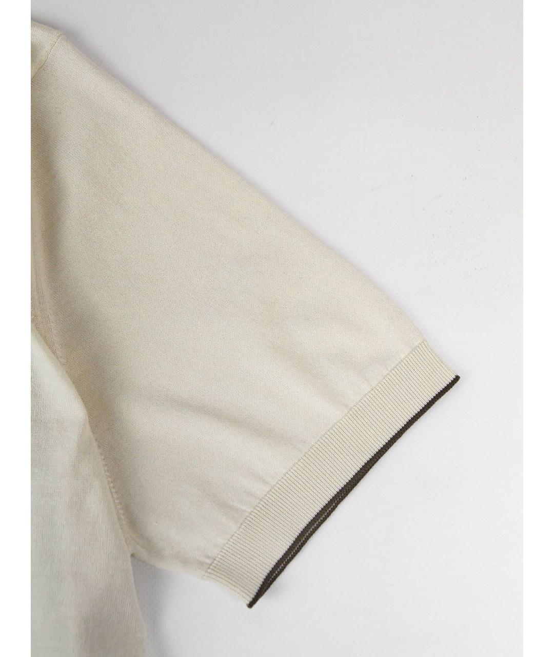 BRUNELLO CUCINELLI Бежевое хлопковое поло с коротким рукавом, фото 5