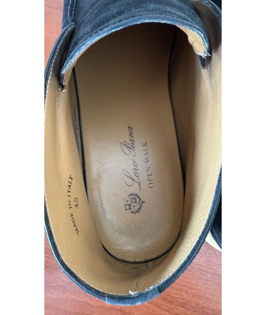 LORO PIANA Черные замшевые лоферы, фото 6