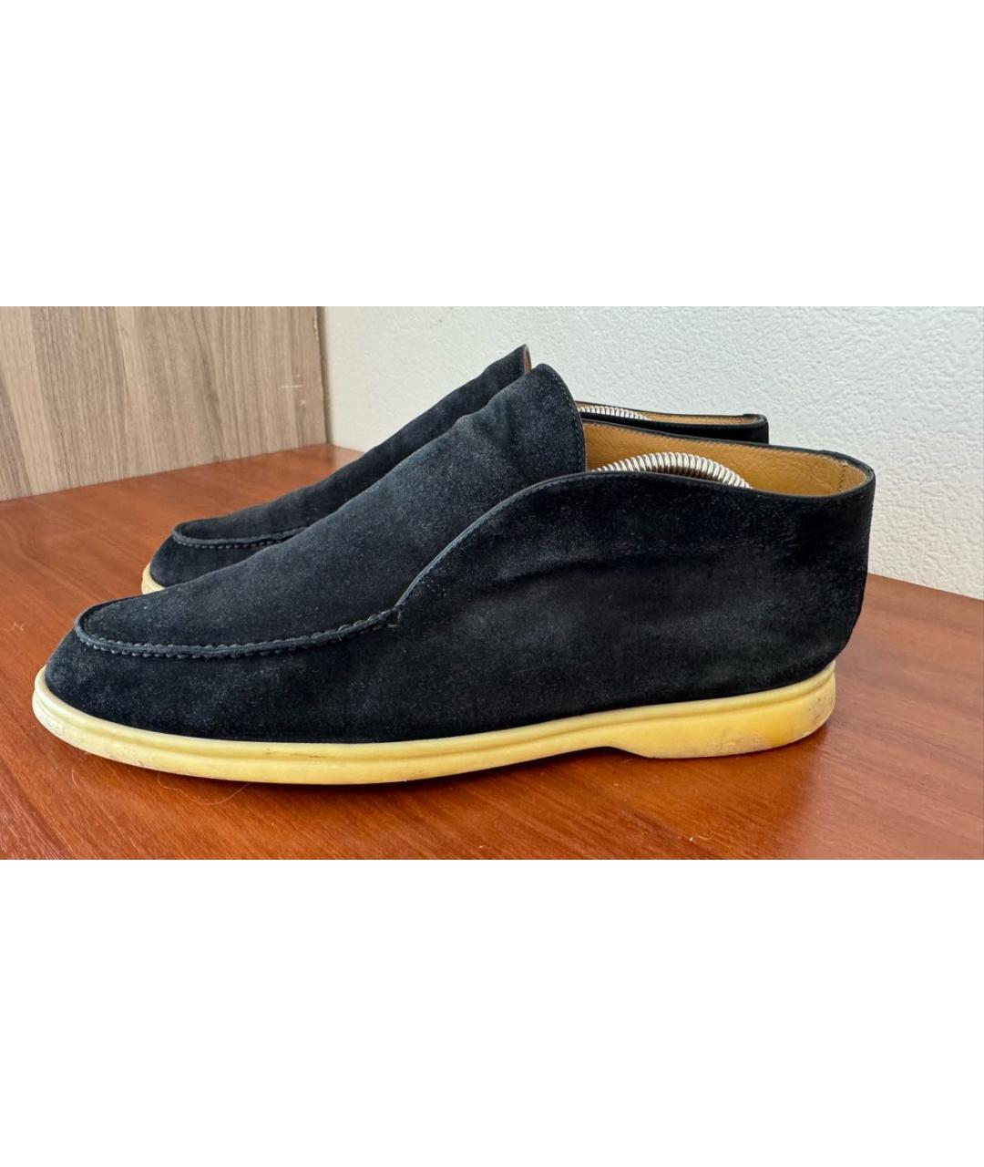 LORO PIANA Черные замшевые лоферы, фото 4