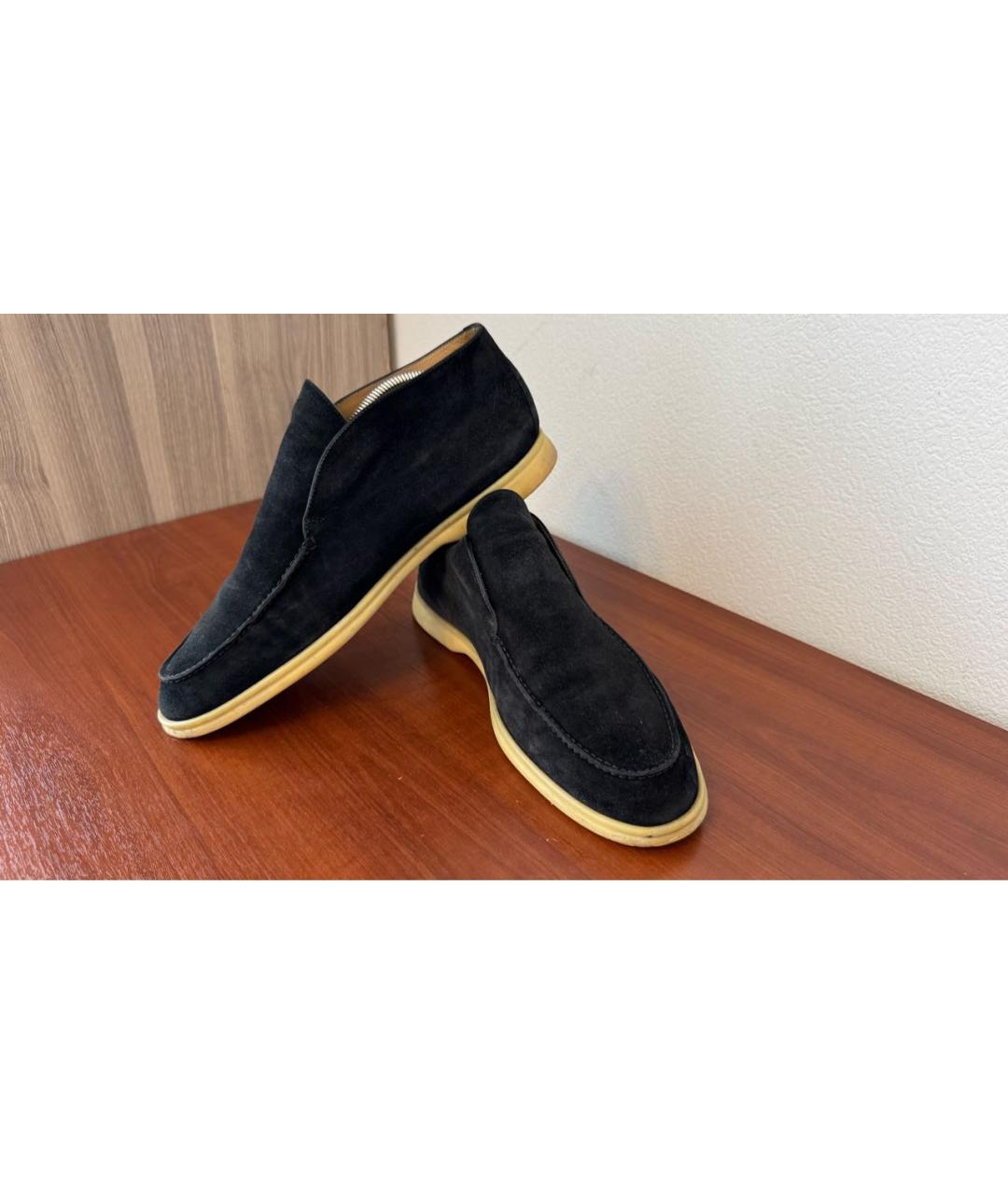 LORO PIANA Черные замшевые лоферы, фото 5