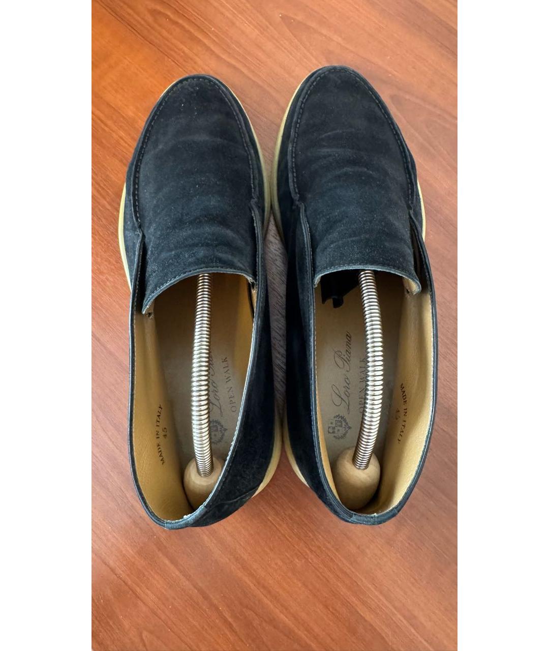 LORO PIANA Черные замшевые лоферы, фото 3