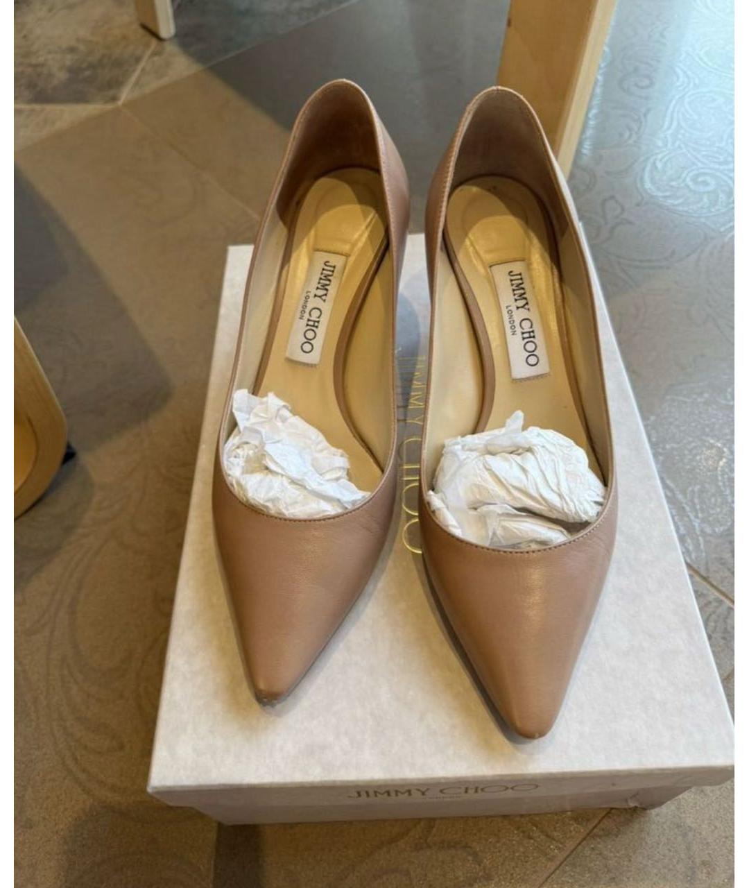 JIMMY CHOO Бежевые кожаные туфли, фото 2