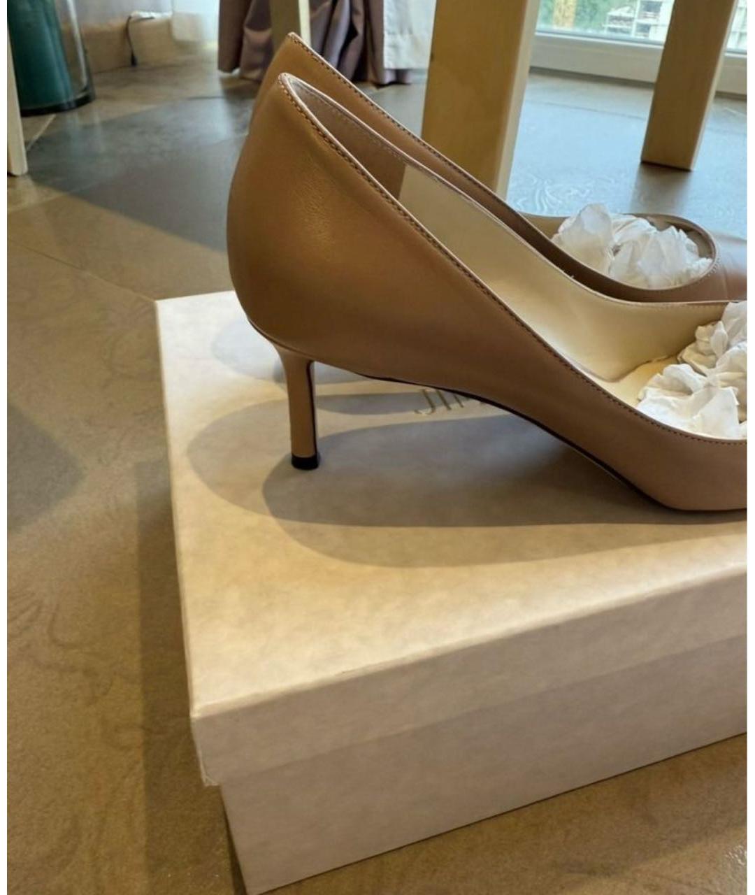 JIMMY CHOO Бежевые кожаные туфли, фото 3