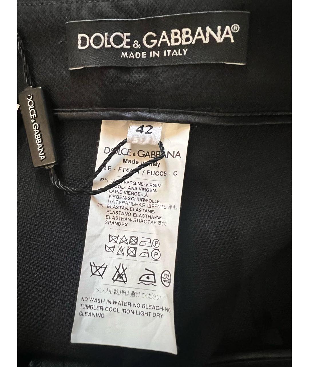 DOLCE&GABBANA Черные шерстяные брюки узкие, фото 6