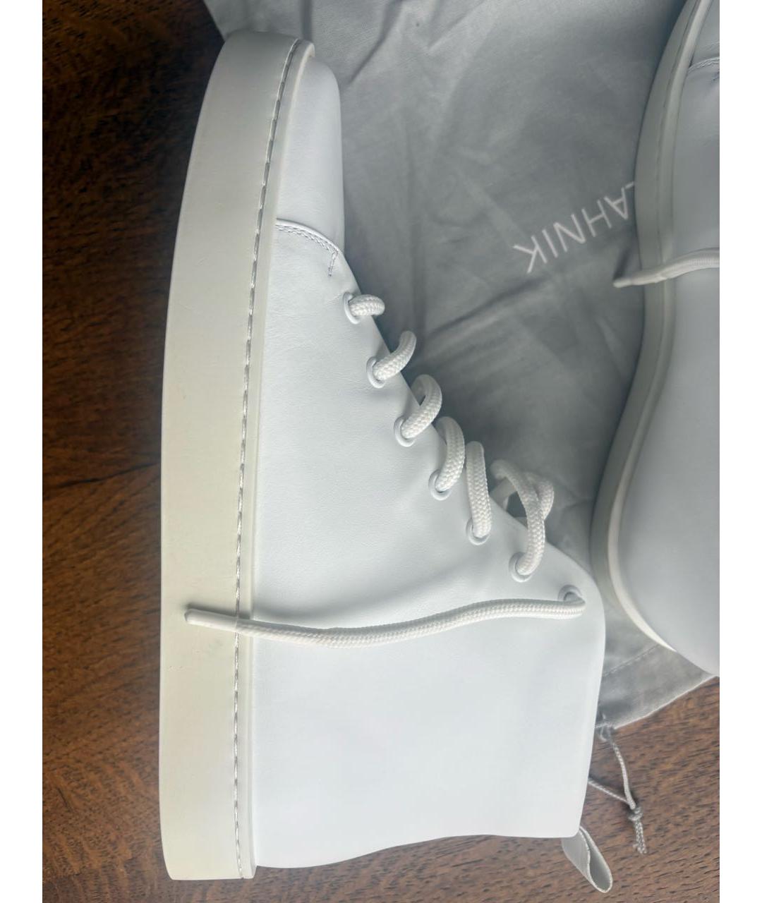 MANOLO BLAHNIK Белые кожаные ботинки, фото 7