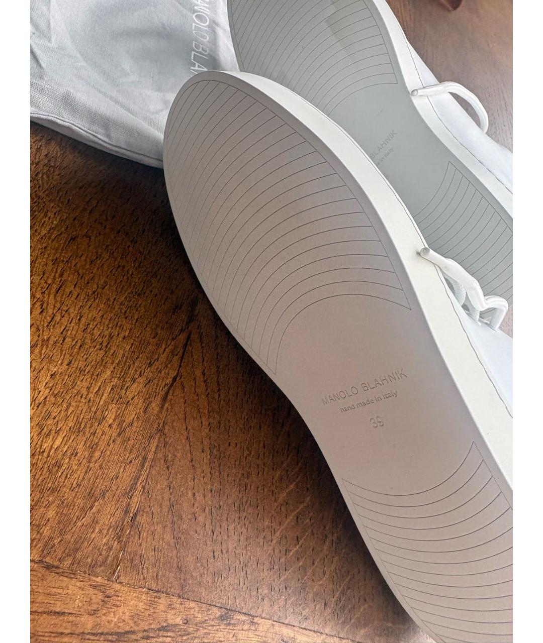 MANOLO BLAHNIK Белые кожаные ботинки, фото 3
