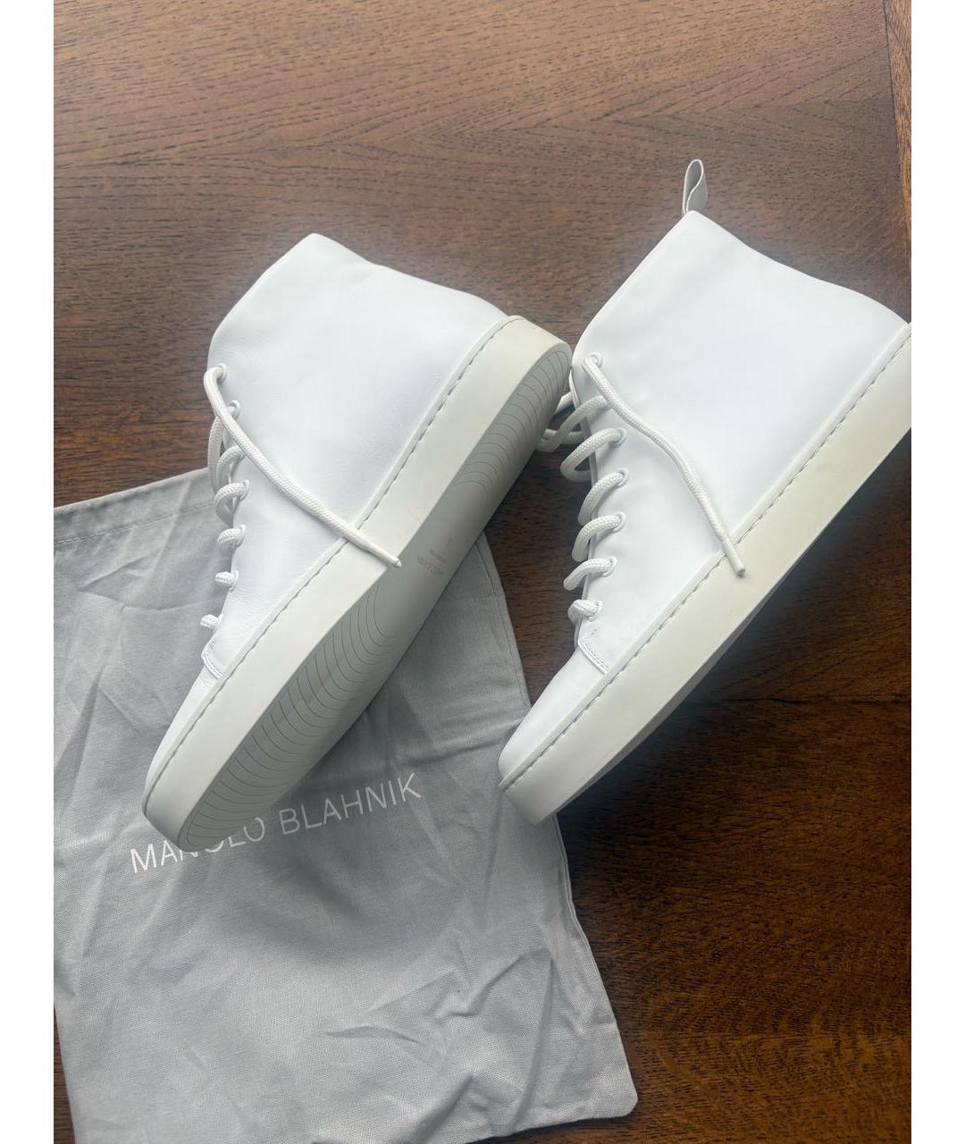 MANOLO BLAHNIK Белые кожаные ботинки, фото 5