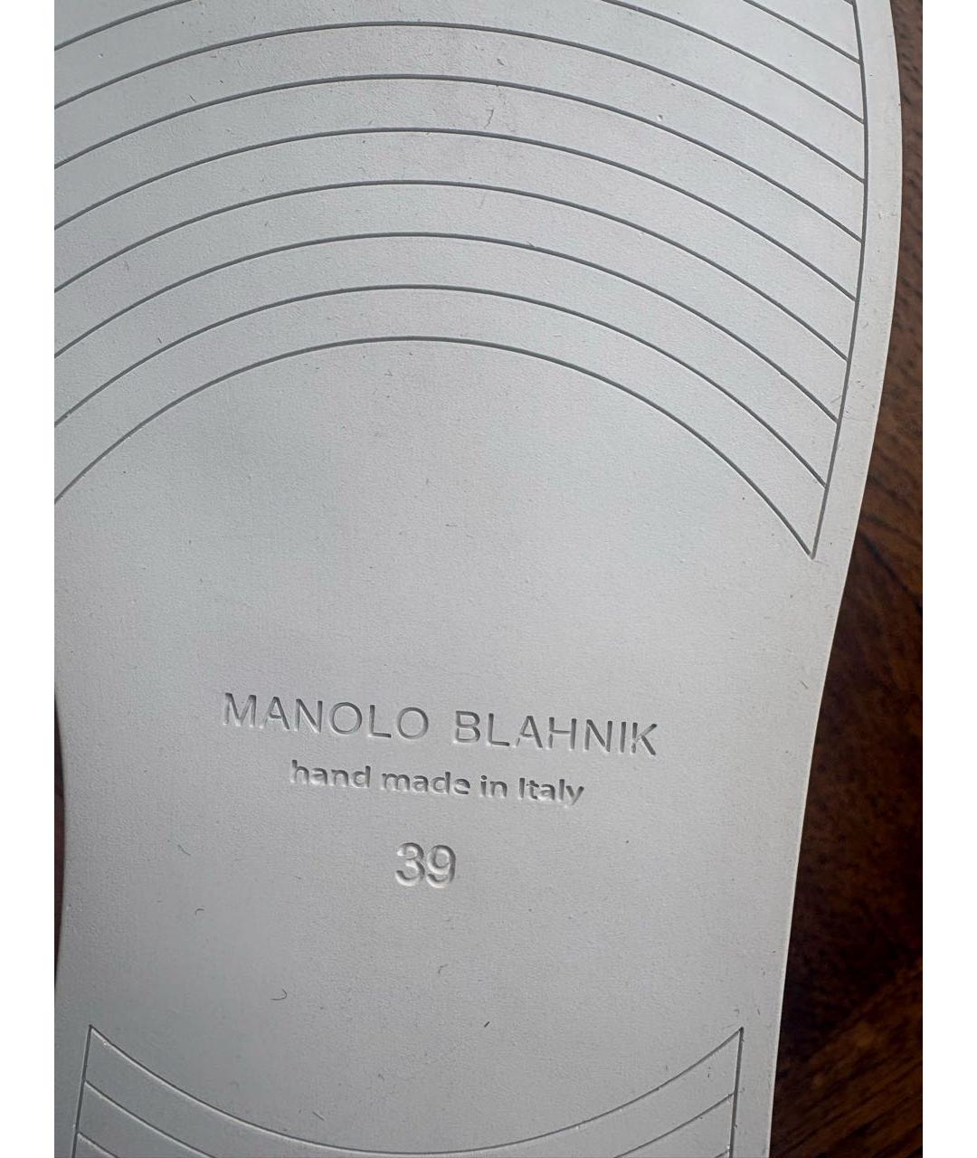 MANOLO BLAHNIK Белые кожаные ботинки, фото 6