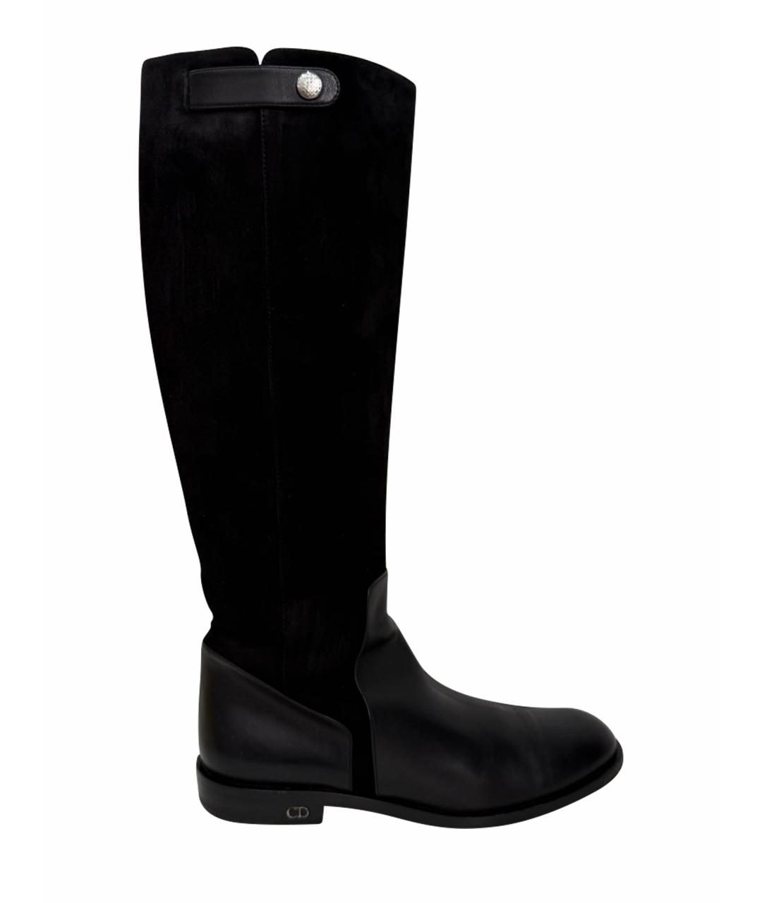 CHRISTIAN DIOR Черные замшевые сапоги, фото 1