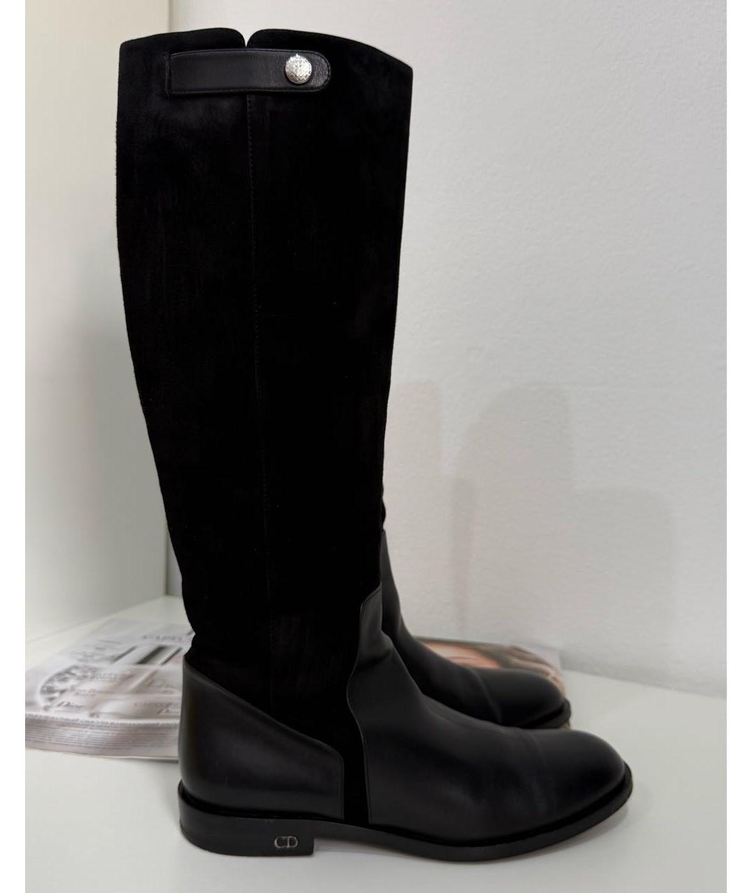 CHRISTIAN DIOR Черные замшевые сапоги, фото 9