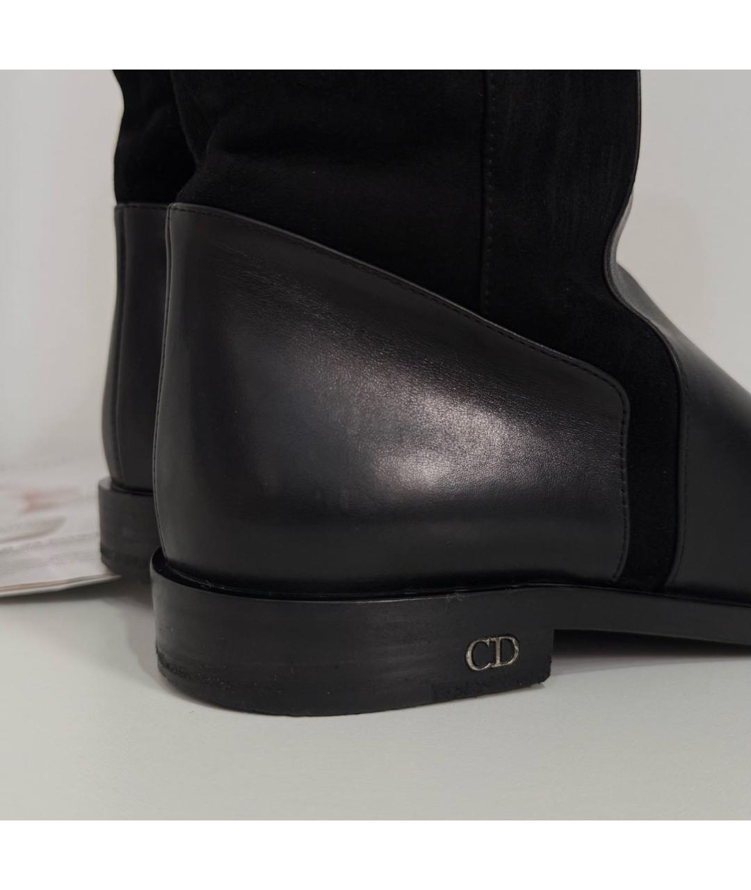 CHRISTIAN DIOR Черные замшевые сапоги, фото 4