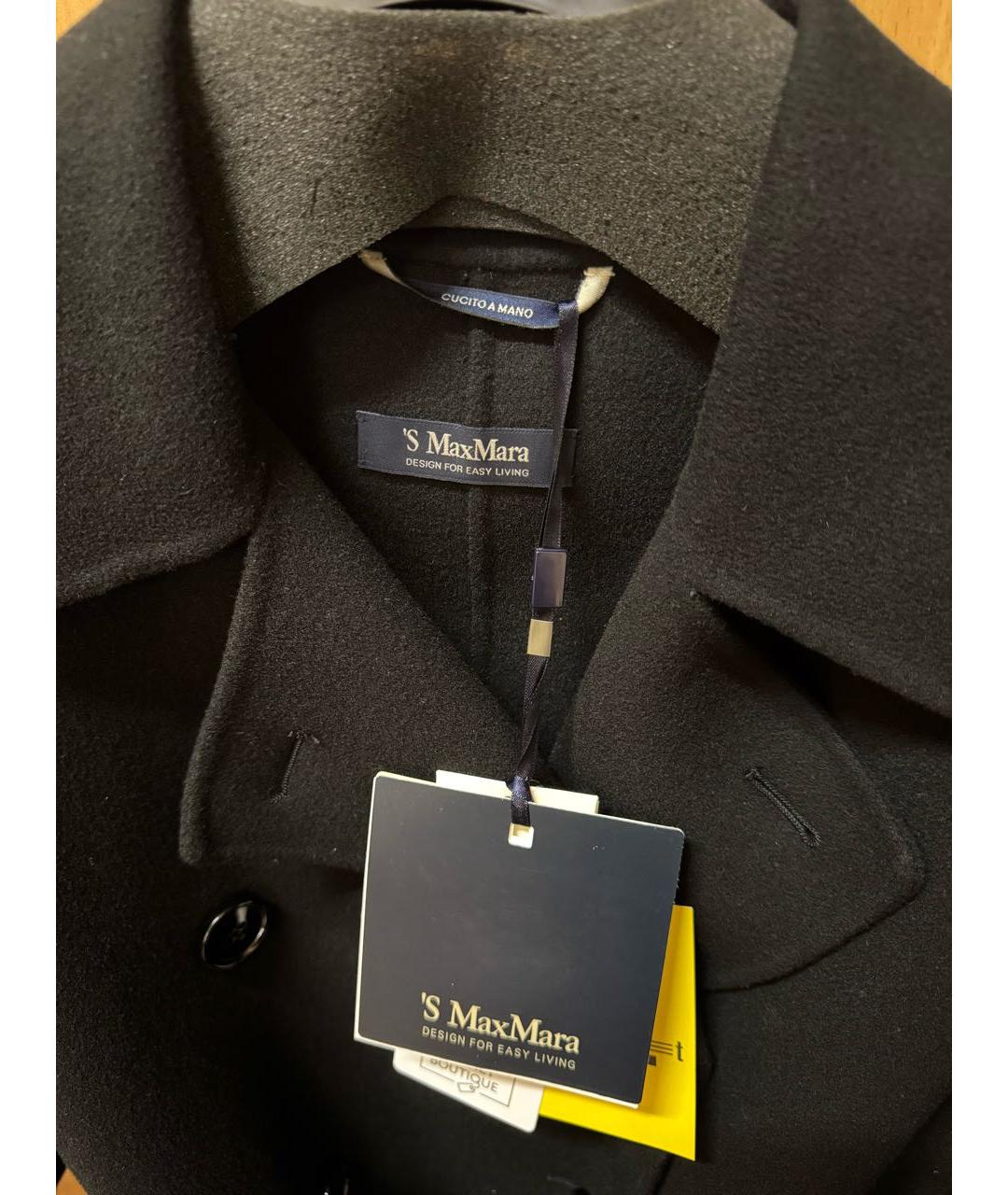 'S MAX MARA Черное шерстяное пальто, фото 4