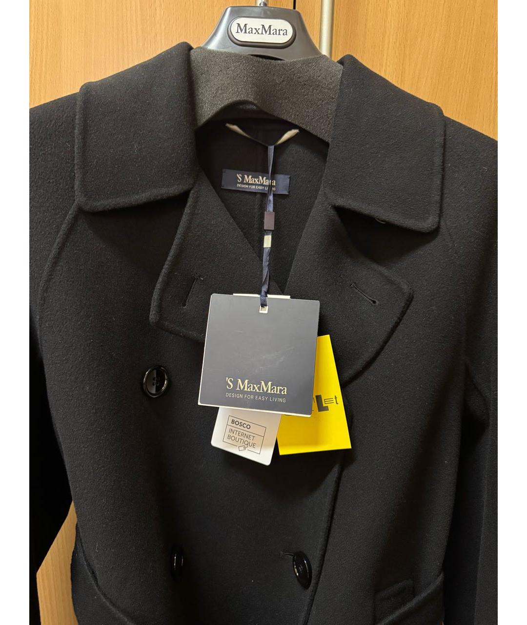 'S MAX MARA Черное шерстяное пальто, фото 2