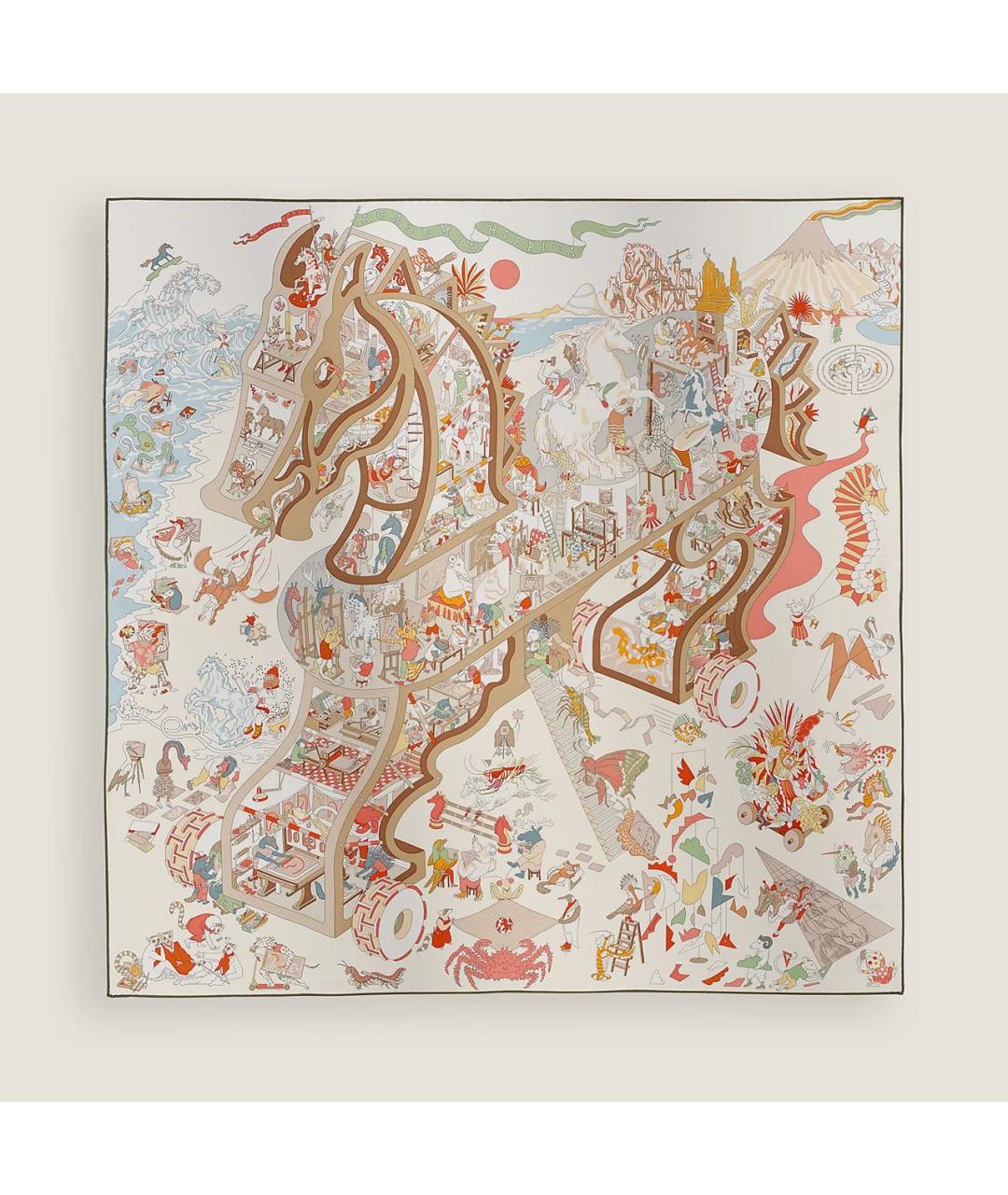 HERMES Мульти шелковый платок, фото 8