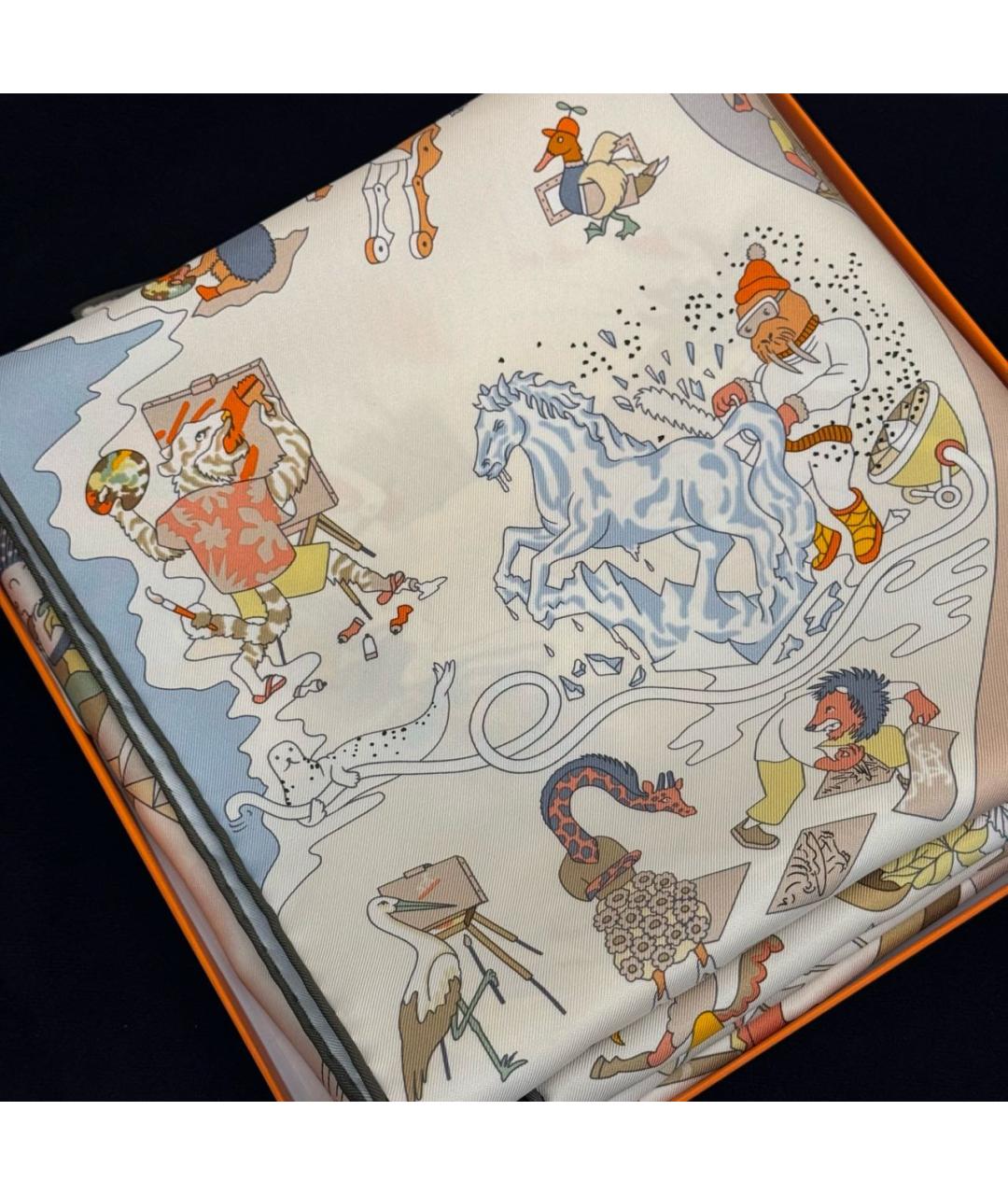 HERMES Мульти шелковый платок, фото 3