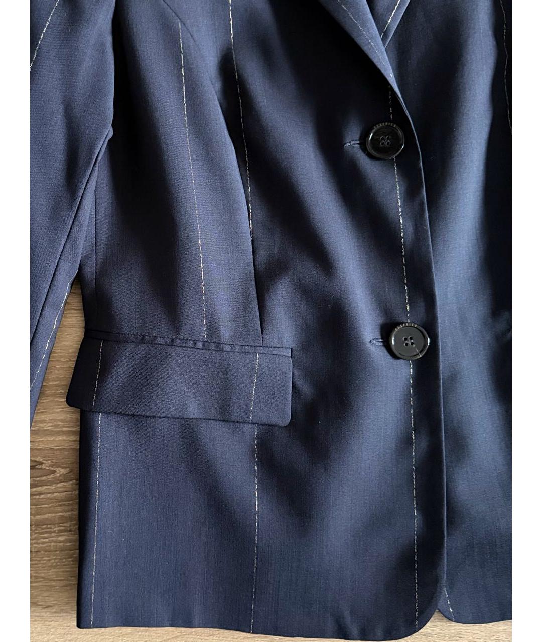 PESERICO Темно-синий шерстяной жакет/пиджак, фото 4