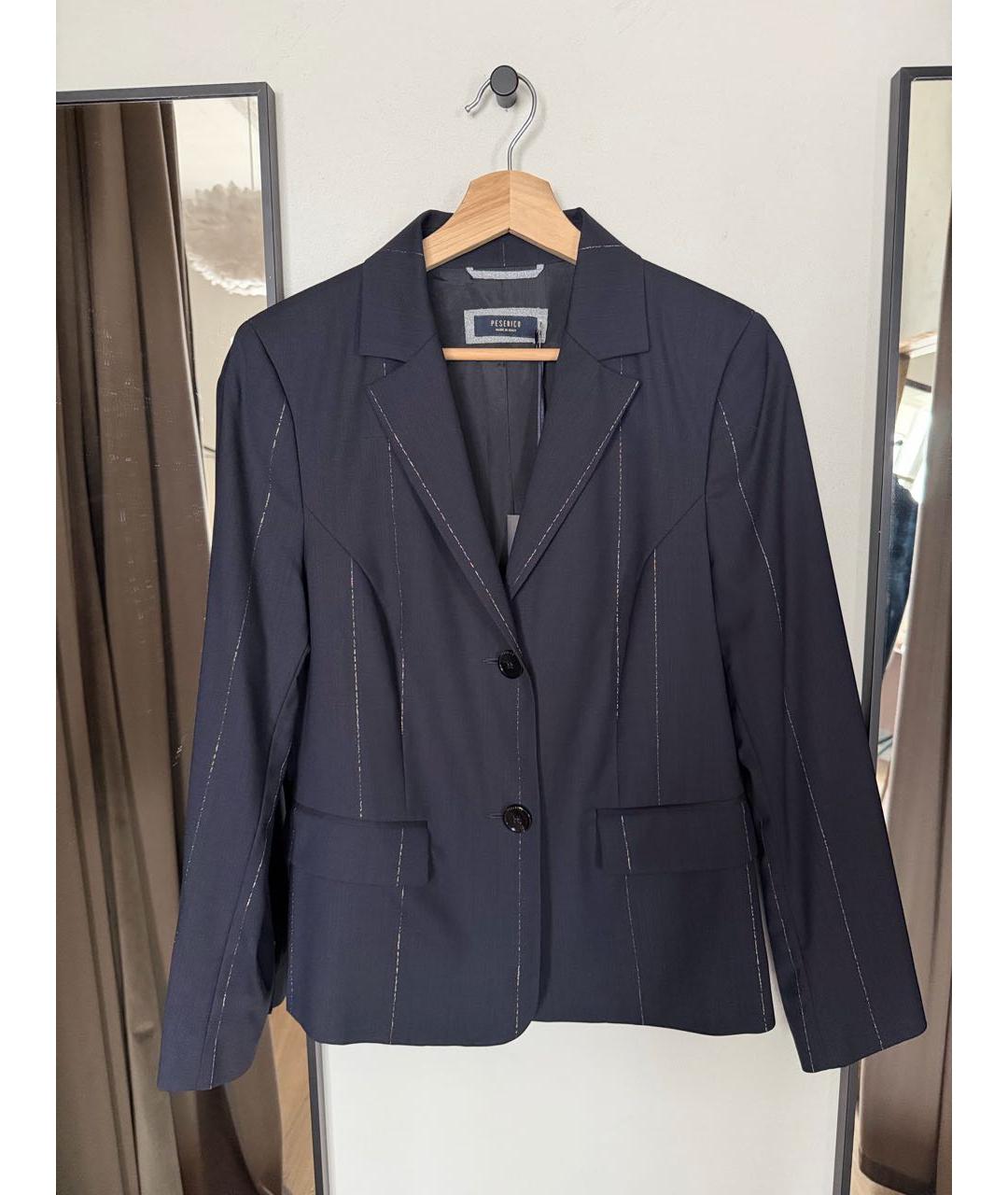 PESERICO Темно-синий шерстяной жакет/пиджак, фото 9