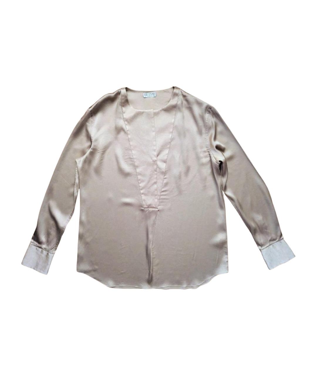 BRUNELLO CUCINELLI Бежевая шелковая блузы, фото 1