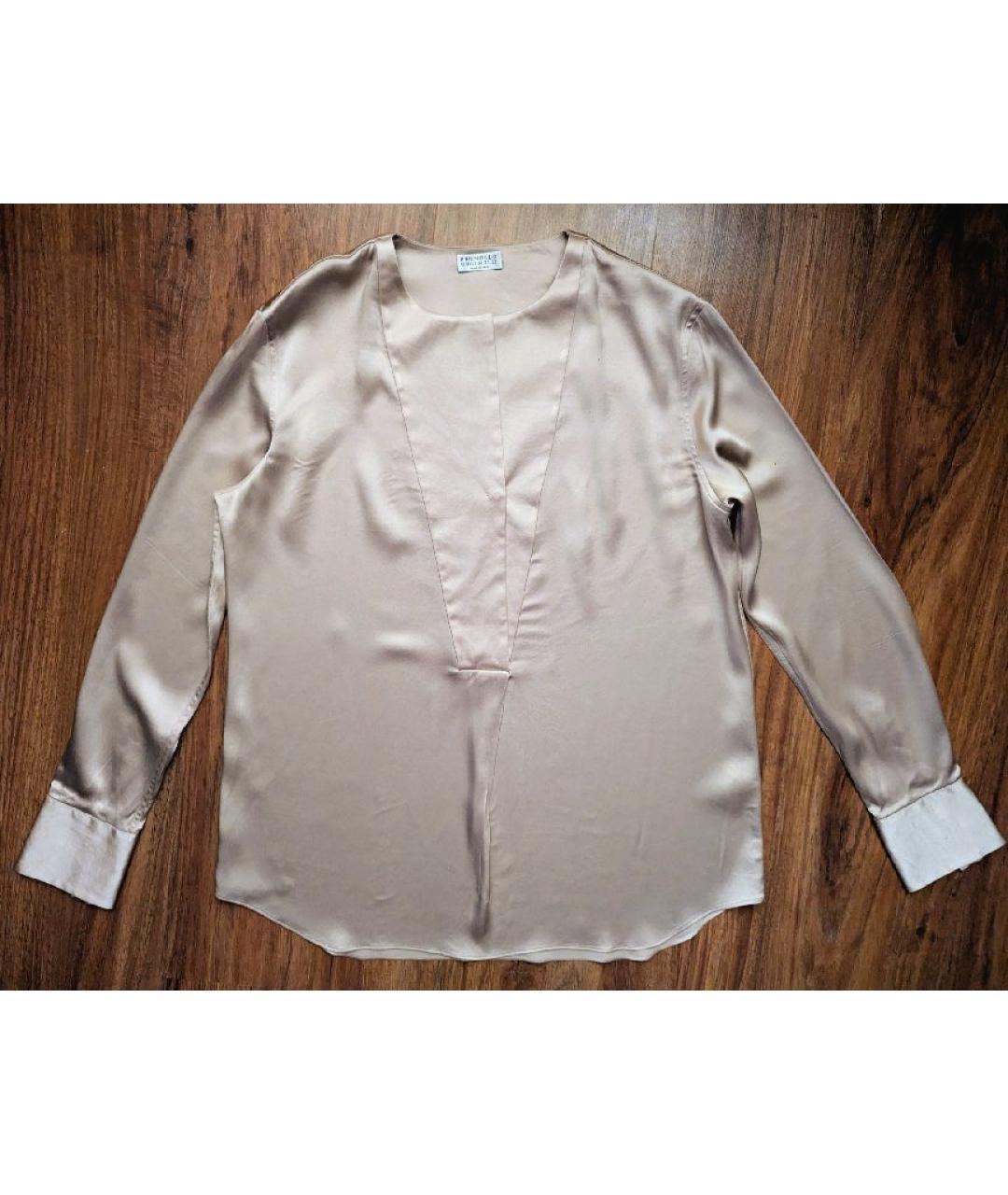 BRUNELLO CUCINELLI Бежевая шелковая блузы, фото 7