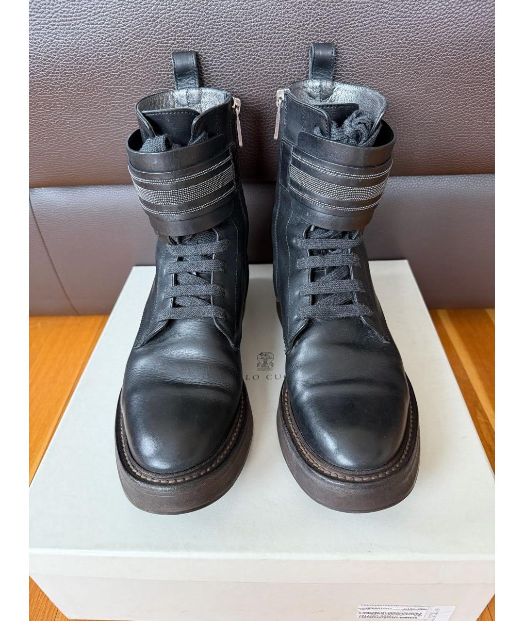 BRUNELLO CUCINELLI Черные кожаные ботинки, фото 2