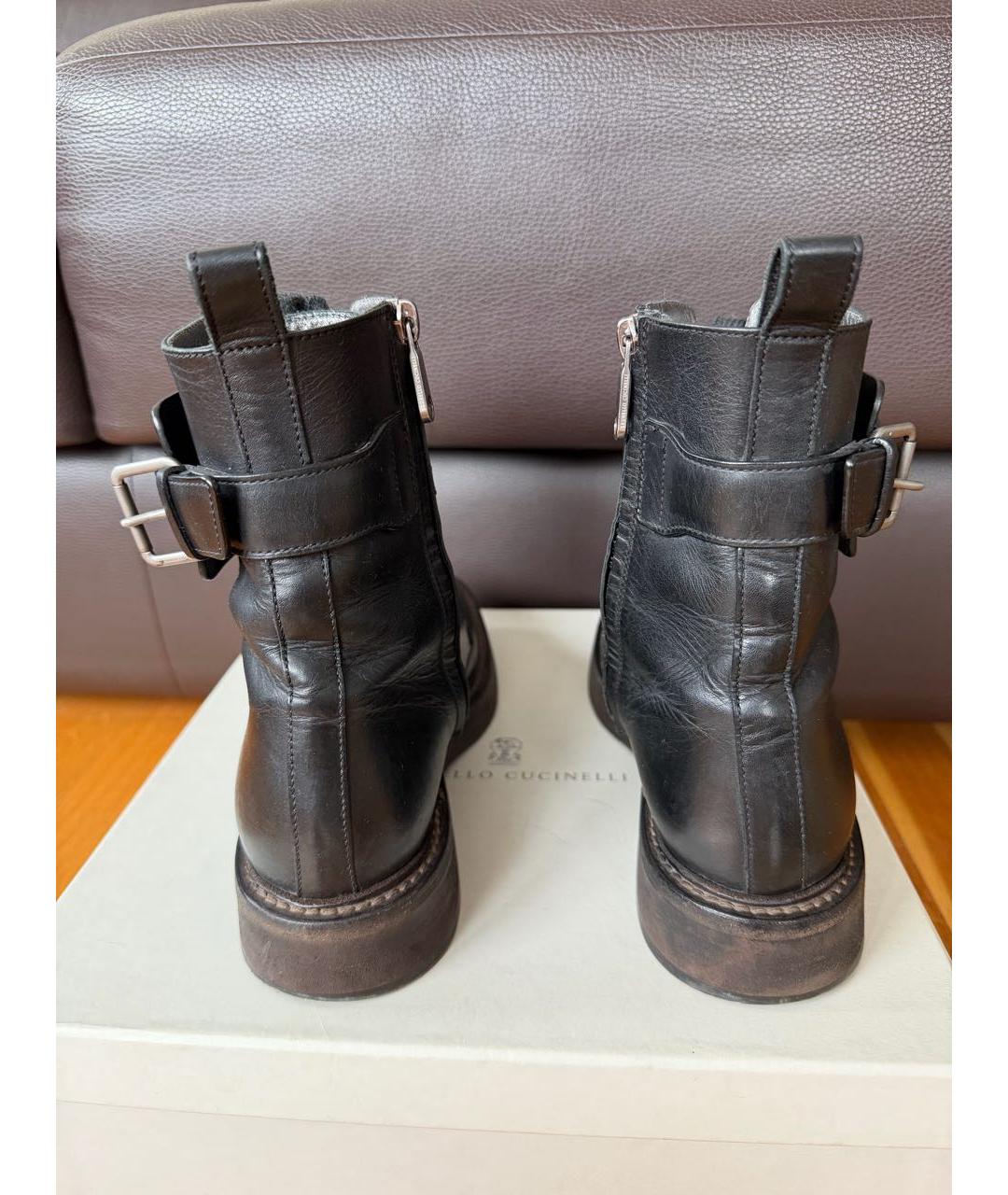BRUNELLO CUCINELLI Черные кожаные ботинки, фото 4