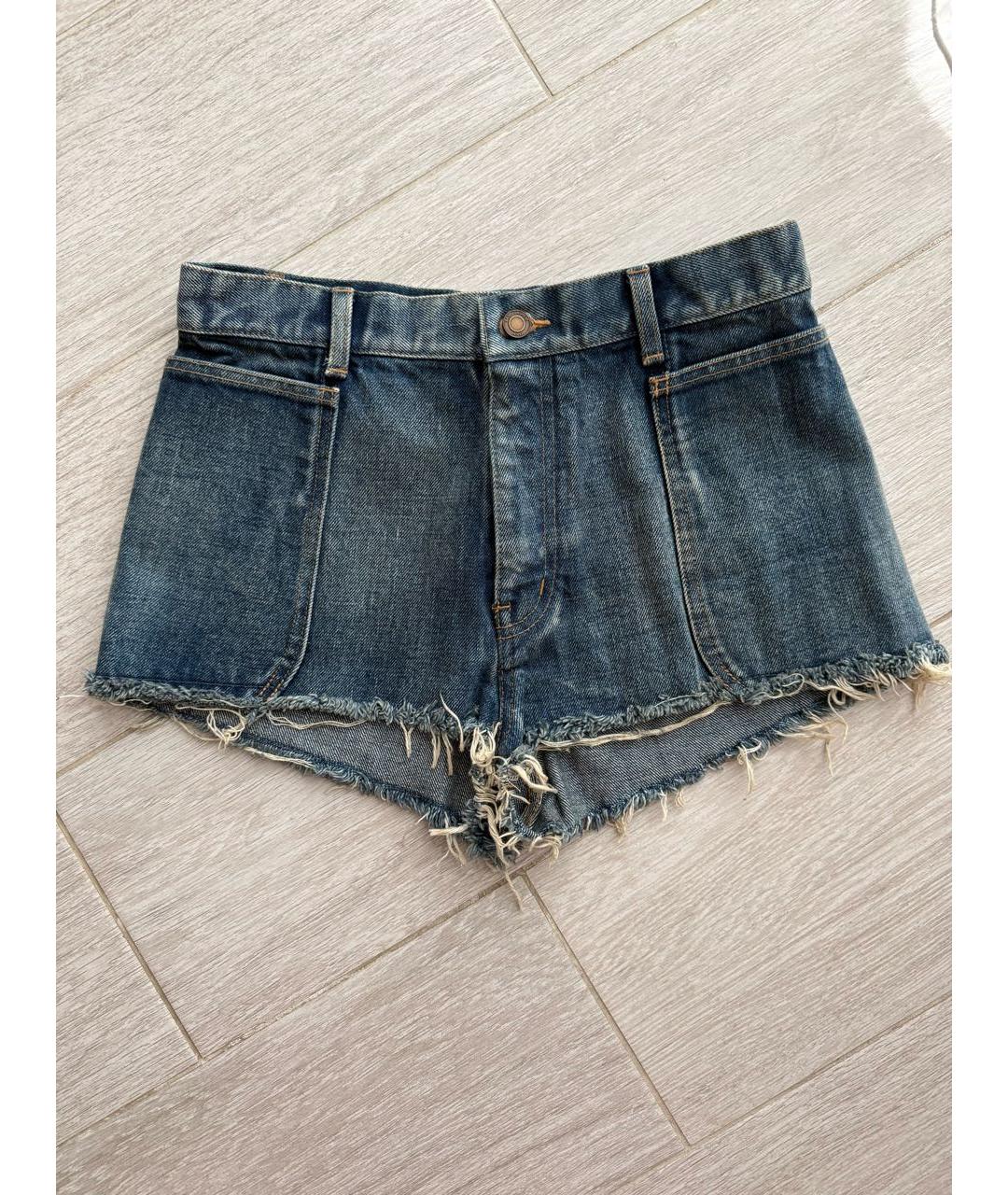 SAINT LAURENT Темно-синие хлопковые шорты, фото 4