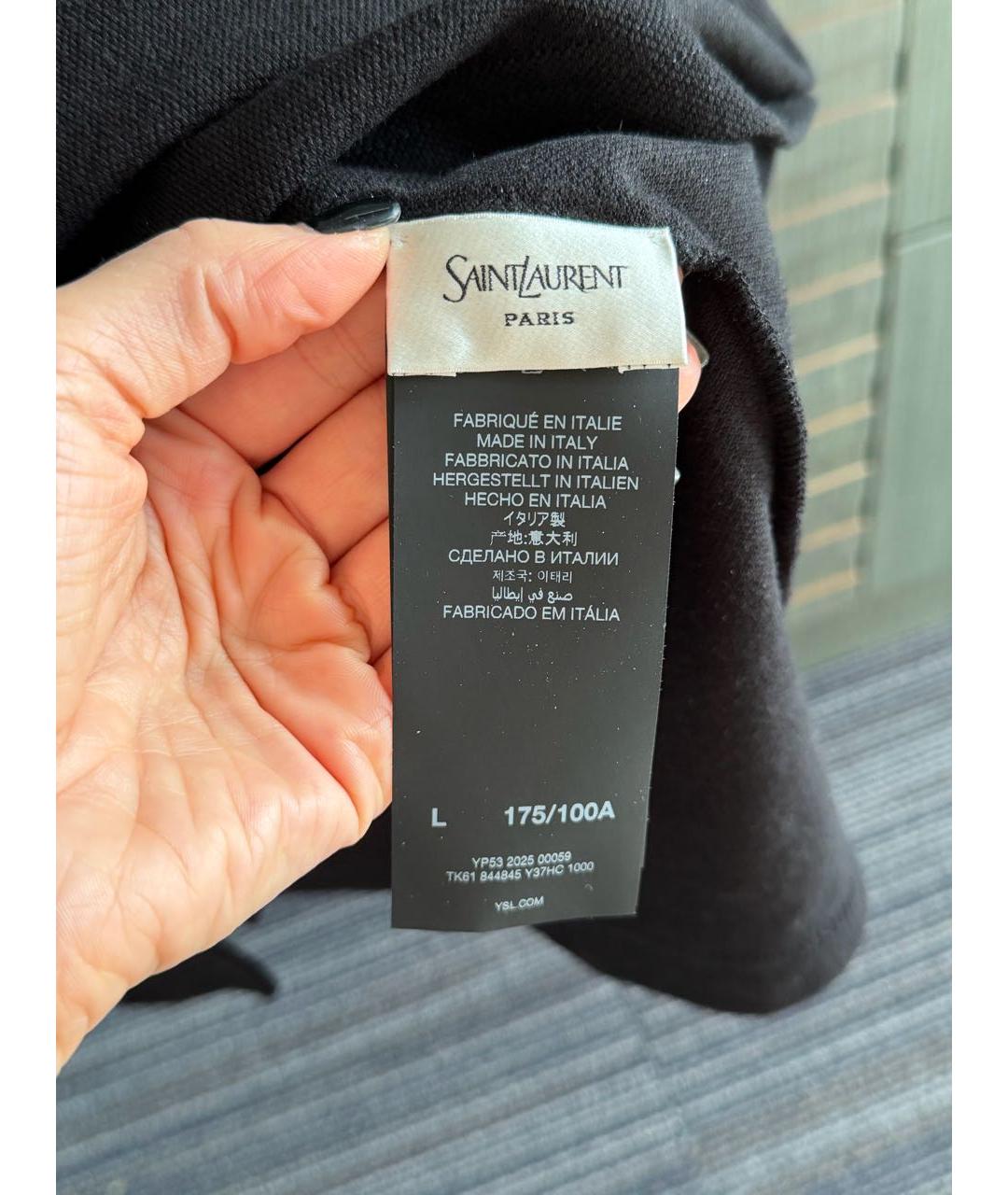 SAINT LAURENT Черное хлопко-полиэстеровое поло с коротким рукавом, фото 6