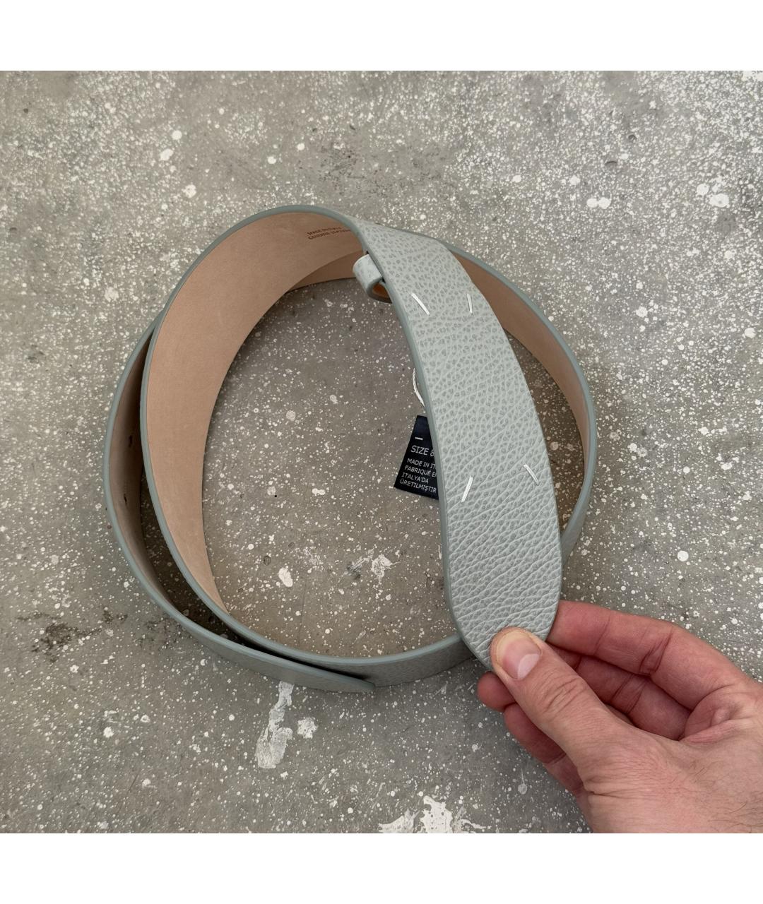 MAISON MARGIELA Серый кожаный ремень, фото 3