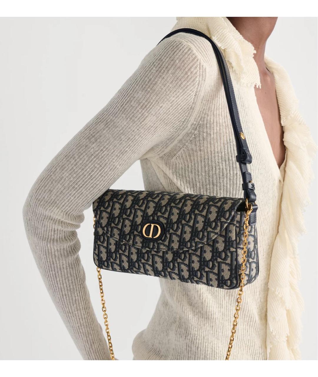 CHRISTIAN DIOR Синяя жаккардовая сумка через плечо, фото 7