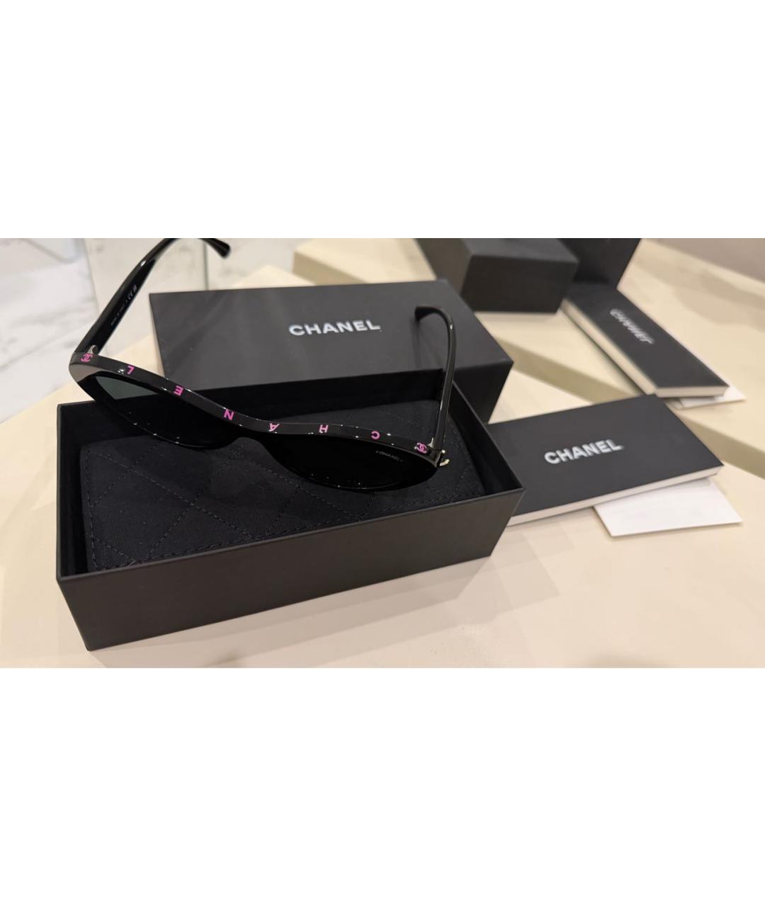 CHANEL Черные пластиковые солнцезащитные очки, фото 4