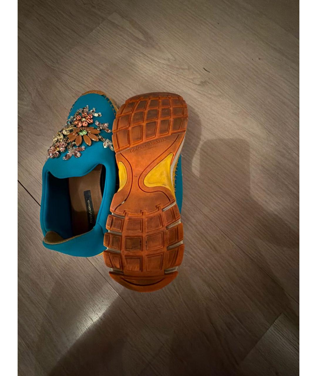 DOLCE&GABBANA Бирюзовые текстильные слипоны, фото 6
